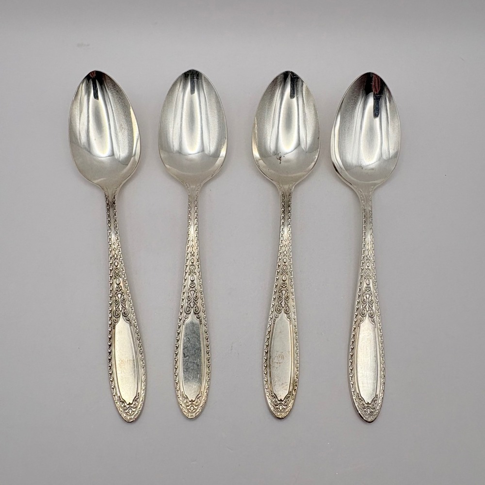 Vintage Oneida Wm Rogers Ramona Lakewood Brentwood 4 Teaspoons Silver Plate